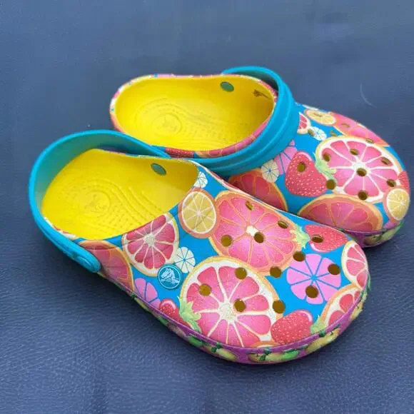 Crocs Crocband Fruit Clog Citrus Strawberry Grapefruit Men's 5 Women's 7 Rare - Picture 1 of 6